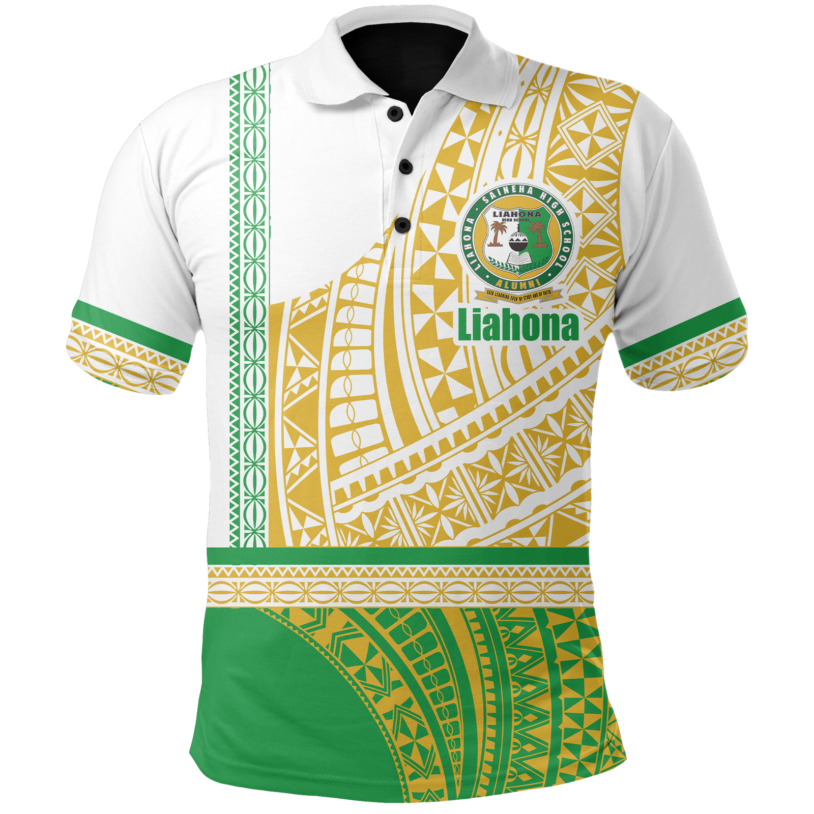 Liahona Tonga Polo Shirt Polynesian Traditional Style Unisex White - Polynesian Pride