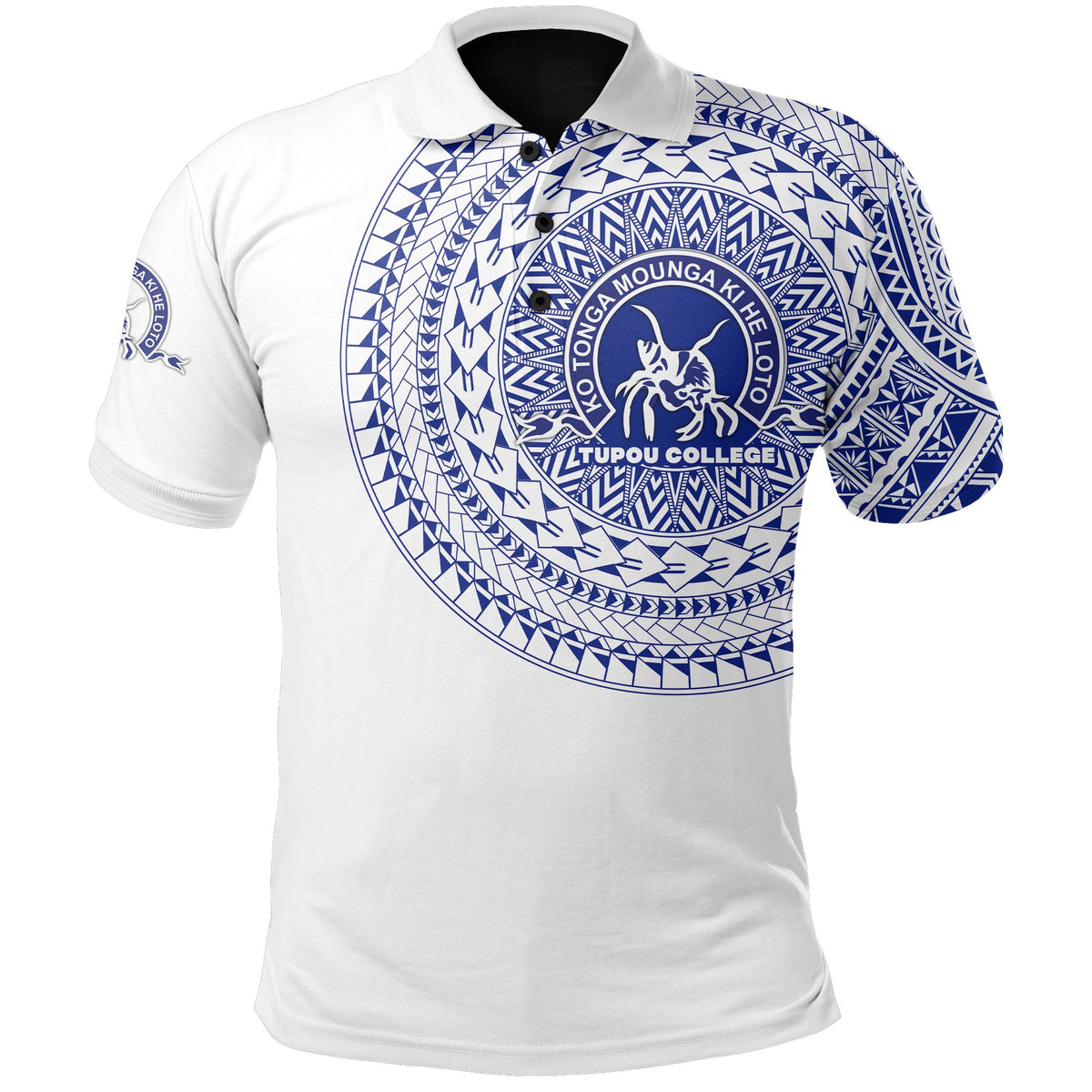 Custom Kolisi Ko Tupou College Tonga Polo Shirt Tattoo Style Unisex White - Polynesian Pride