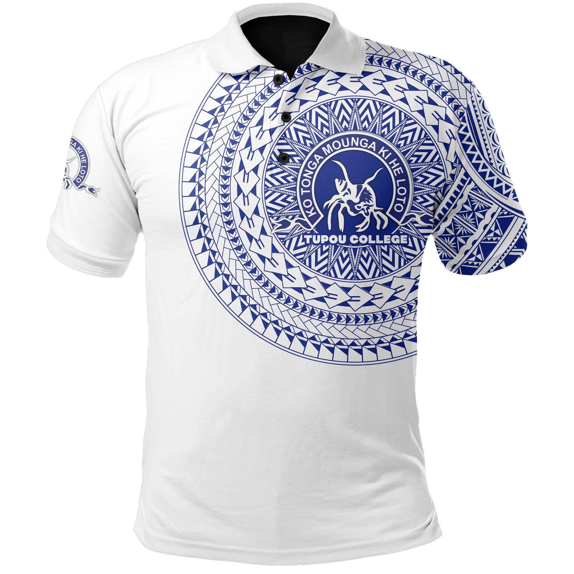 Custom Kolisi Ko Tupou College Tonga Polo Shirt Tattoo Style Unisex White - Polynesian Pride