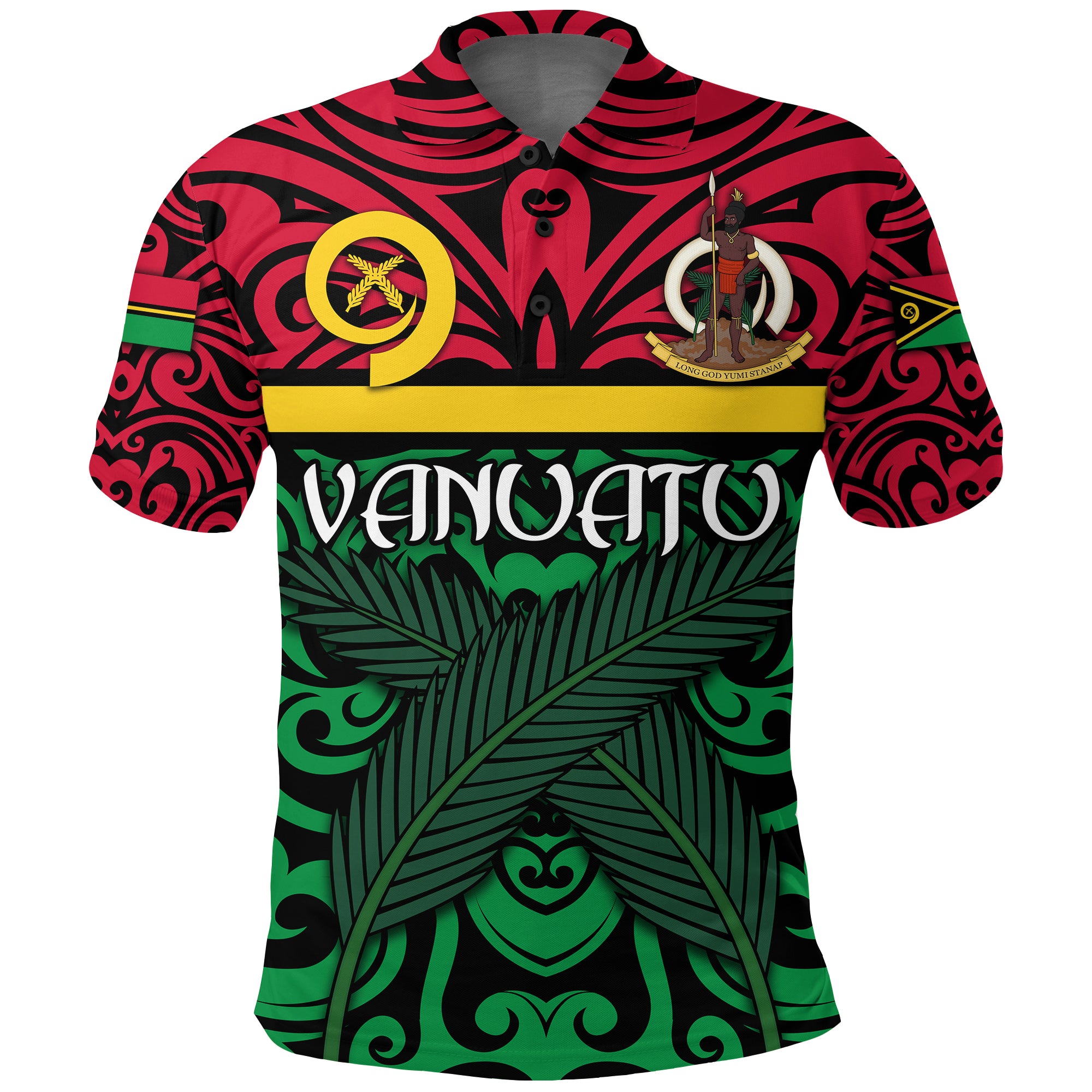 Custom Vanuatu Polo Shirt Melanesian Warrior Version 2 LT4 Unisex Green - Polynesian Pride