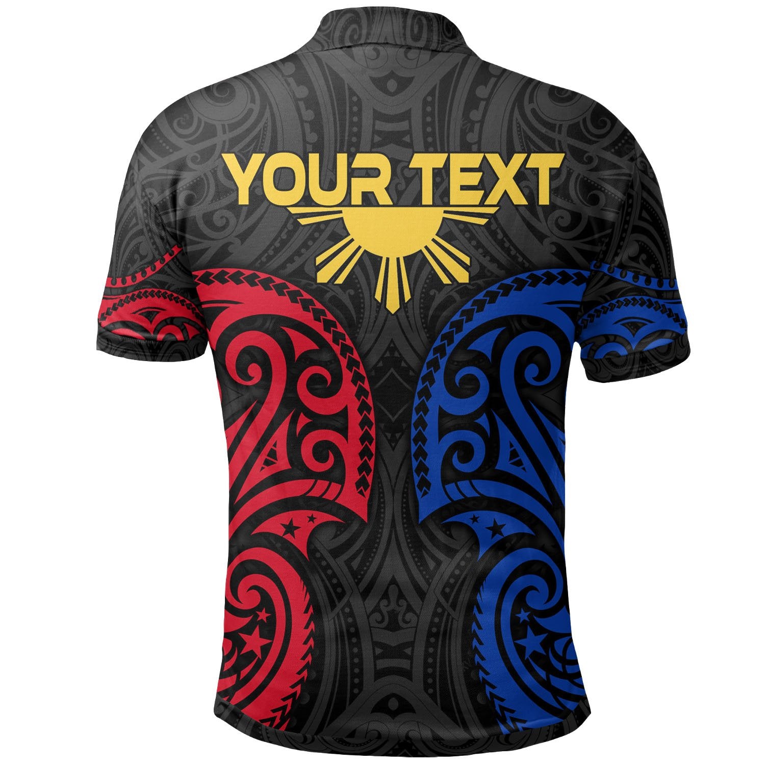 The Philippines Custom Polo Shirt Filipino Spirit Unisex Black - Polynesian Pride