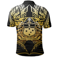 Samoa Polynesian Custom Polo Shirt Eagle Tribal Pattern Yellow - Polynesian Pride