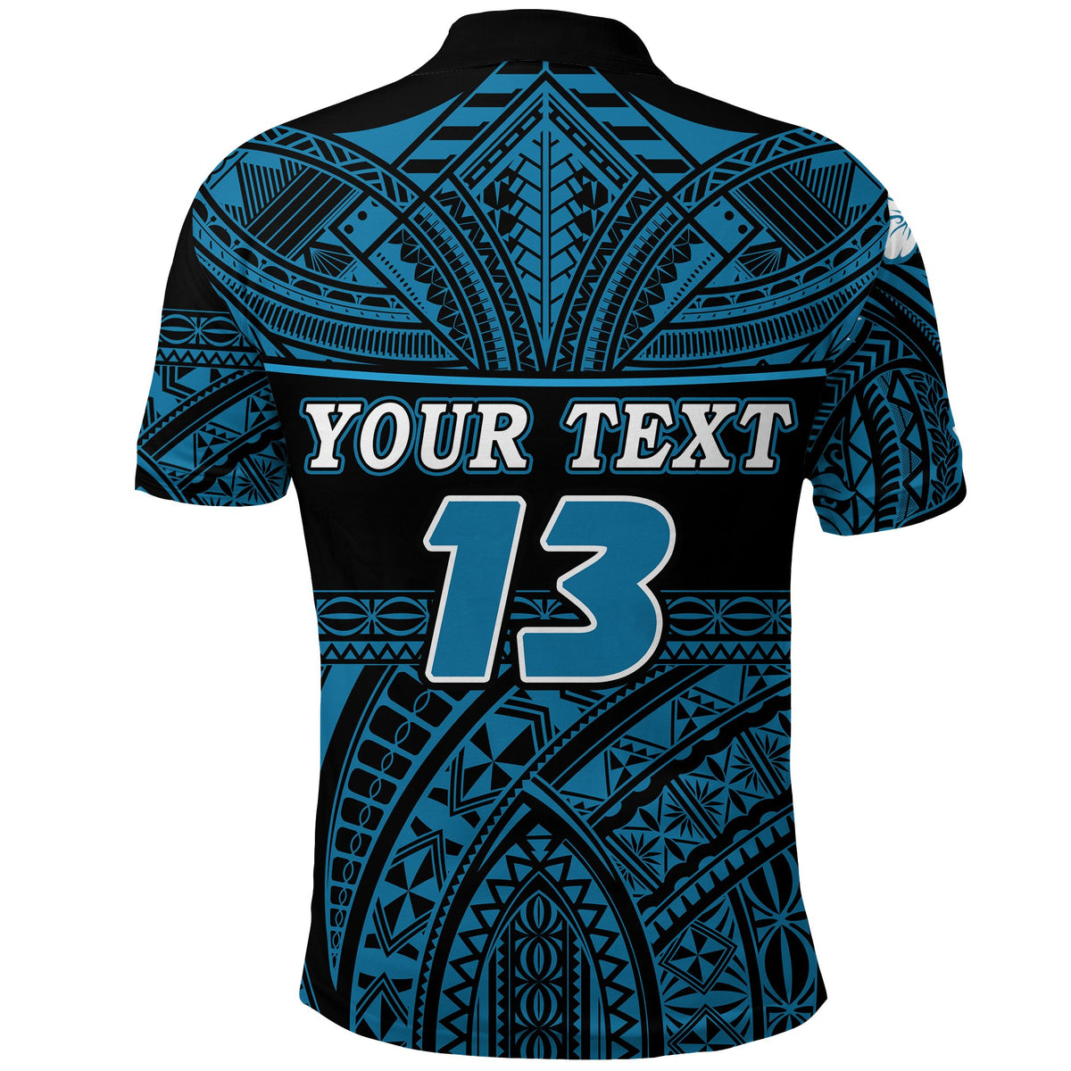 Custom Polynesian Rugby Polo Shirt Love Blue Custom Text and Number - Polynesian Pride