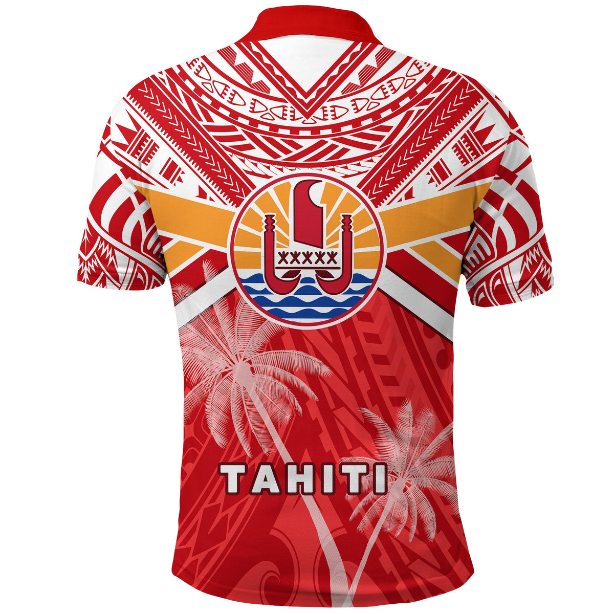 Custom Tahiti Rugby Polo Shirt Polynesian Coat Of Arms and Flag - Polynesian Pride