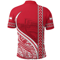 Tahiti Rugby Polo Shirt Marvelous Version Red - Polynesian Pride