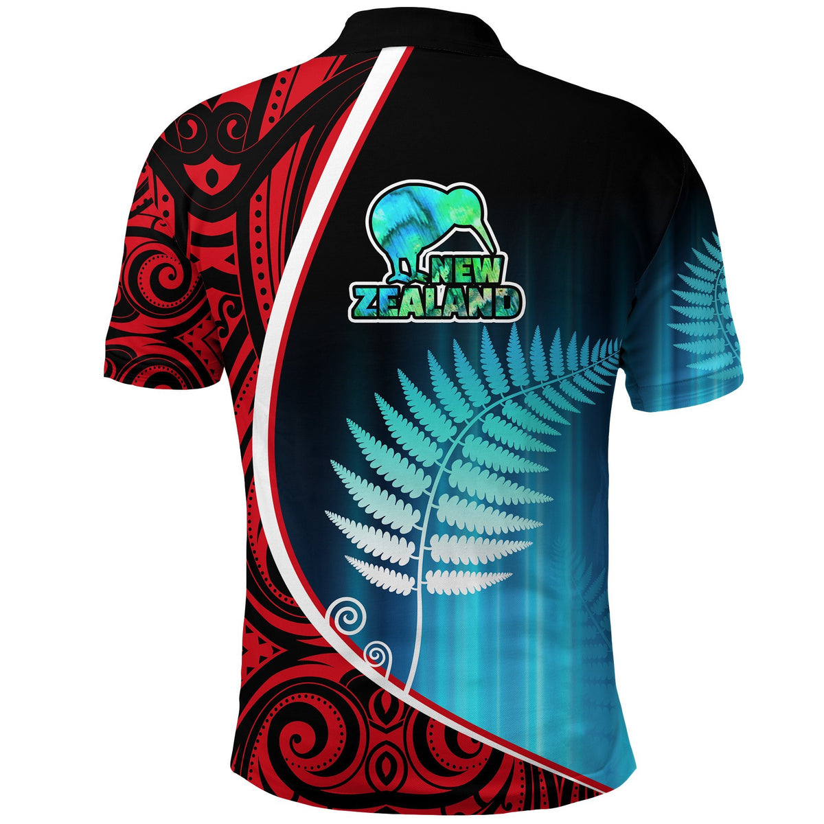 Aotearoa Rugby Black Maori Polo Shirt Kiwi and Silver Fern New Zealand - Polynesian Pride