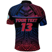 Custom Guam Rugby Polo Shirt Impressive Version Custom Text and Number - Polynesian Pride