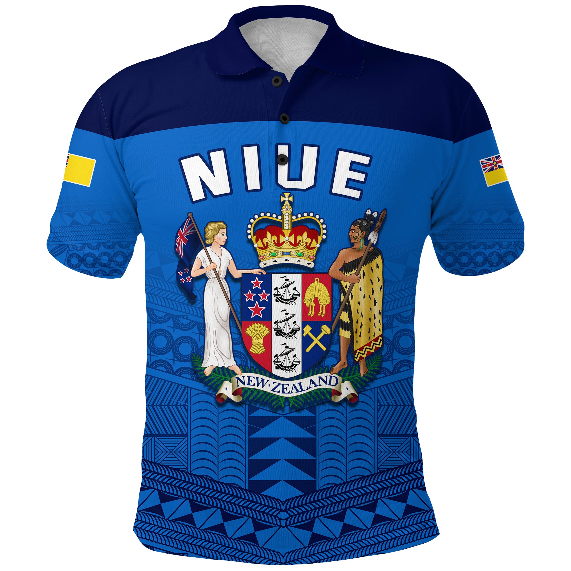 Niue Polo Shirt Rock of Polynesia LT13 Unisex Blue - Polynesian Pride