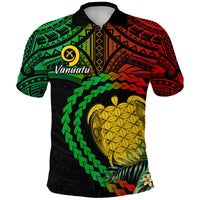 Vanuatu Heart Polynesian Polo Shirt Turtle Sand Drawings LT13 Unisex Black - Polynesian Pride