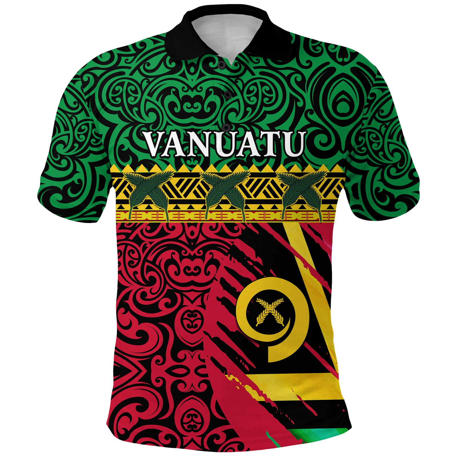 Vanuatu Dreamy Polo Shirt Flag and Pattern LT13 Unisex Green - Polynesian Pride