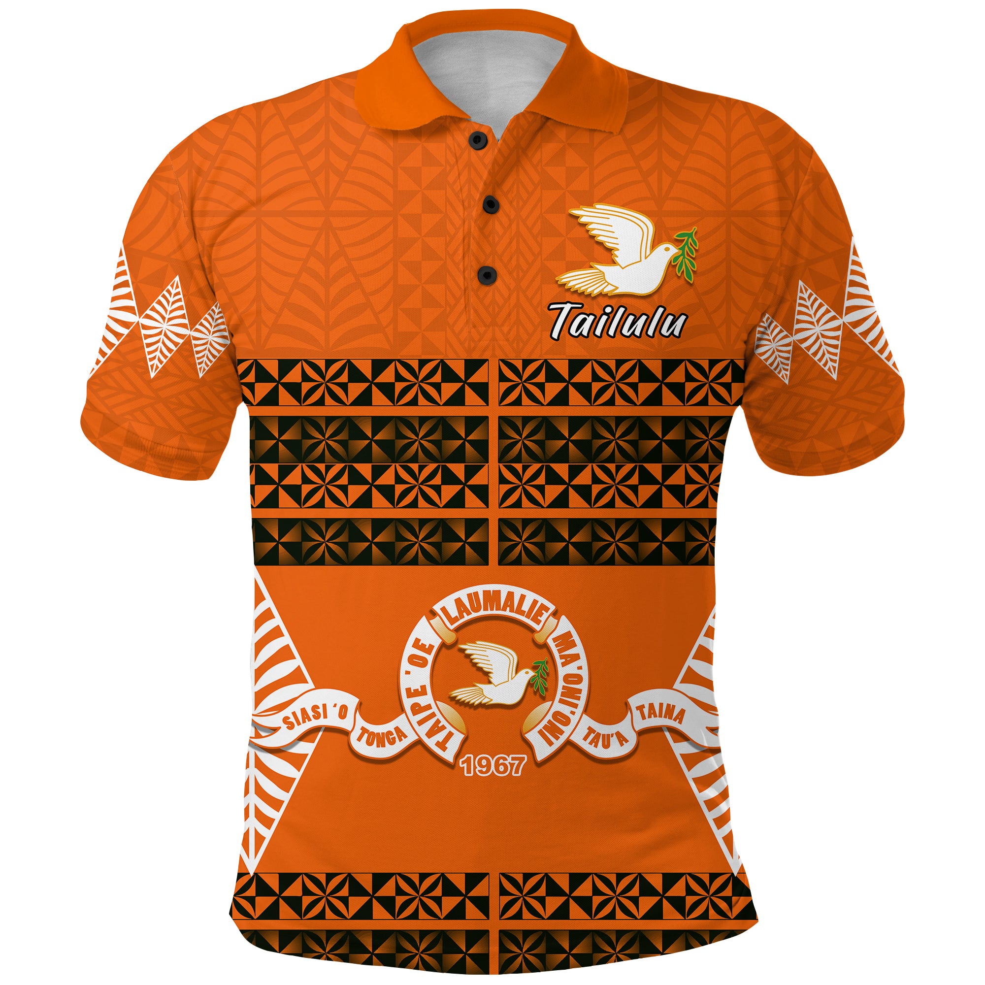 Tailulu College Polo Shirt Tonga Pattern LT13 Unisex Orange - Polynesian Pride