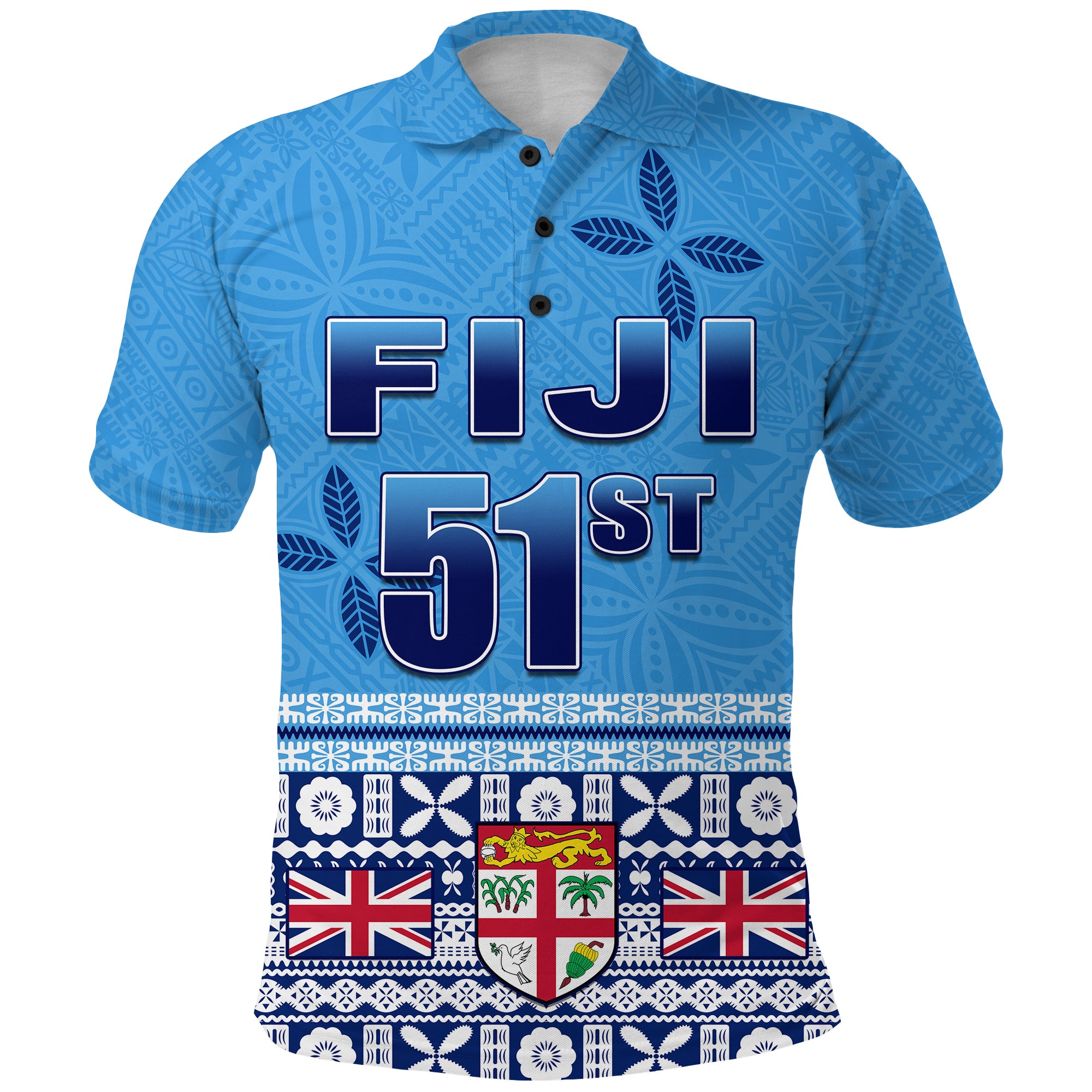 Fiji 51st Polo Shirt Polynesian Happy Independence Day LT13 Unisex Blue - Polynesian Pride