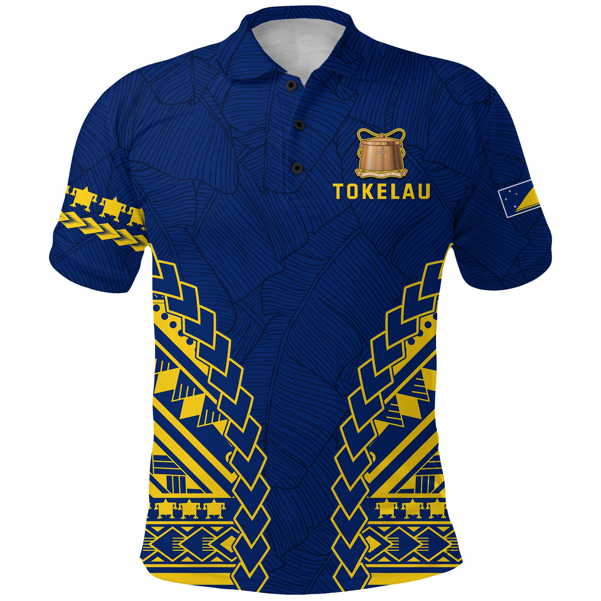 Tokelau Polo Shirt Coconut Palm Leaf LT13 Unisex Blue - Polynesian Pride
