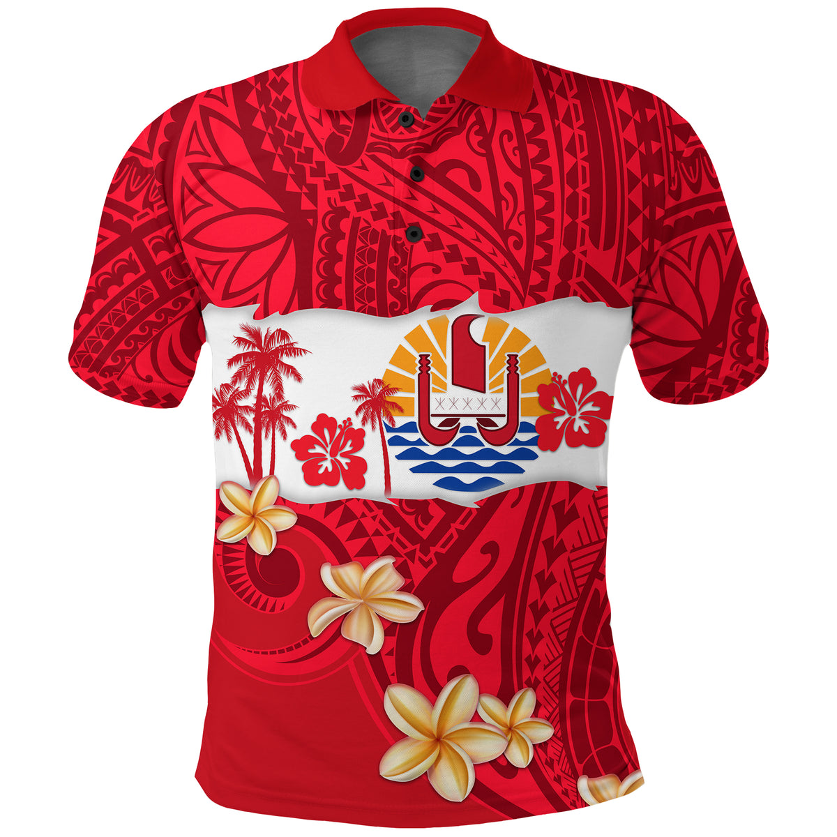 Tahiti Polynesian Polo Shirt Mythical Destination LT13 Unisex Red - Polynesian Pride