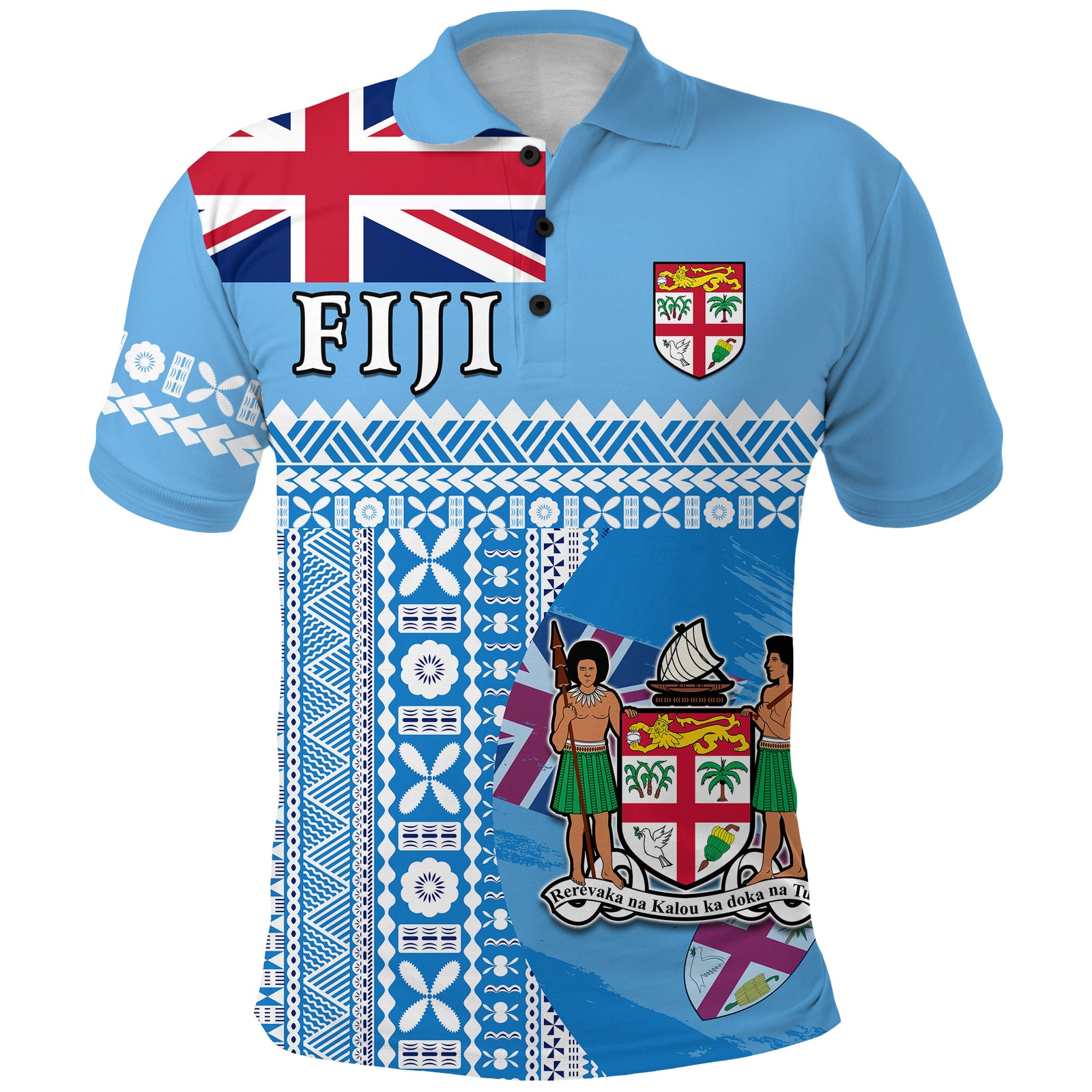 Fiji Dreamy Polo Shirt Tapa Pattern LT13 Unisex Blue - Polynesian Pride