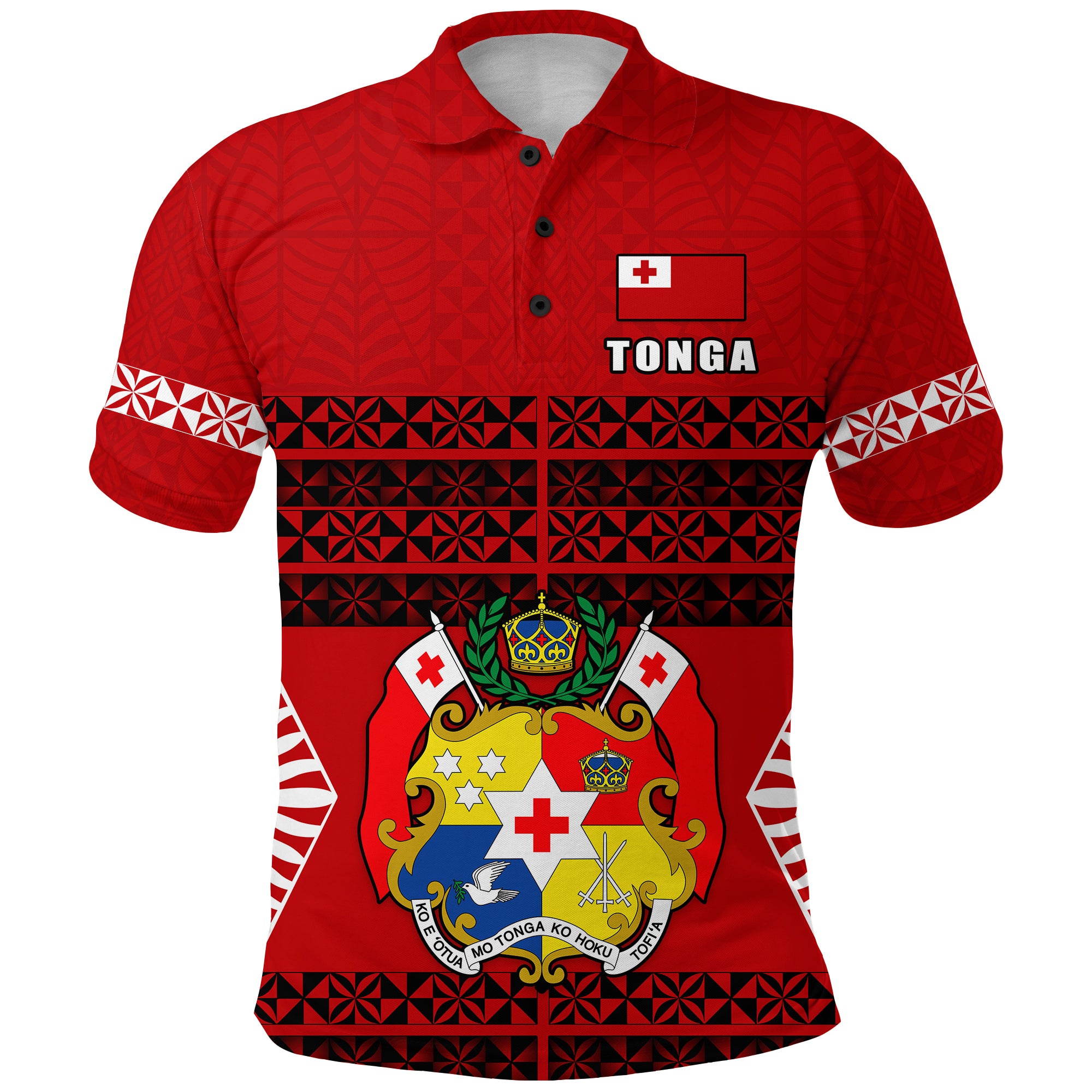 Tonga Polo Shirt Tongan Pattern LT13 Unisex Red - Polynesian Pride