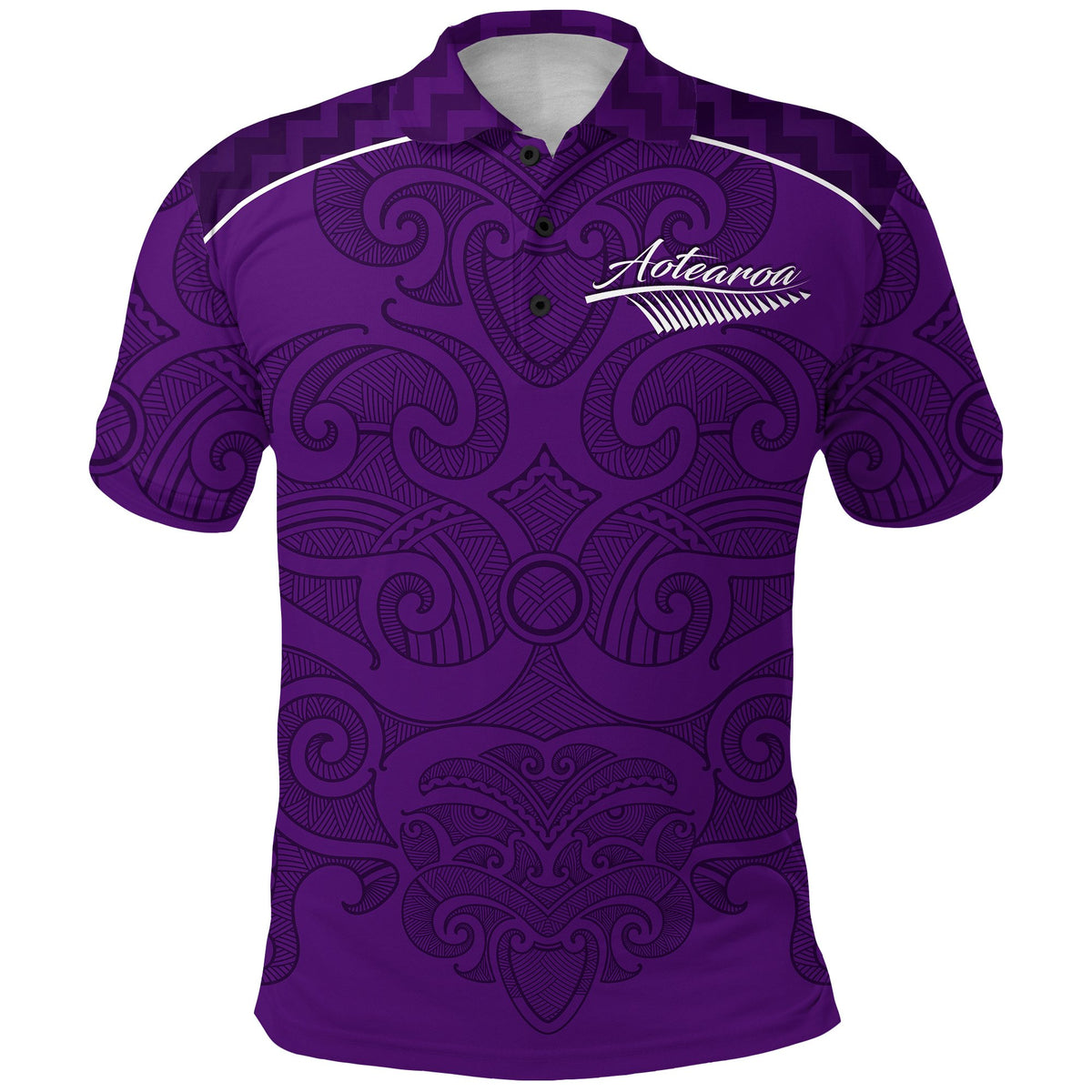 Custom Maori 2021 Polo Shirt Purple Aotearoa Tattoo Custom Text and Number LT13 - Polynesian Pride