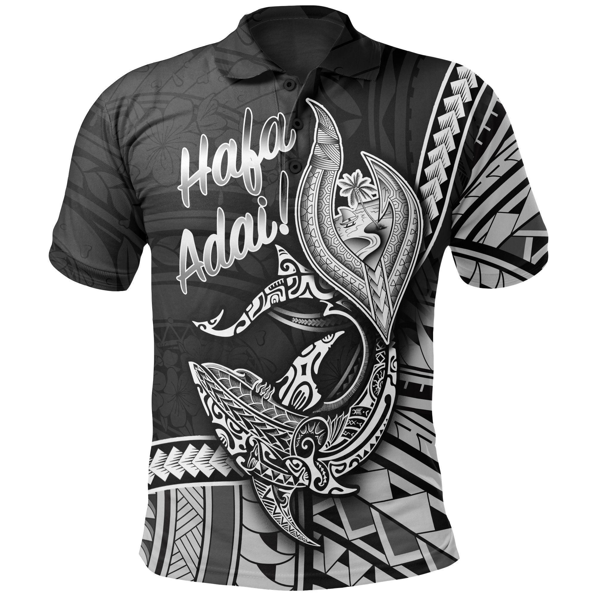 Guam Polo Shirt Hafa Adai Polynesian Patterns Unisex Black - Polynesian Pride