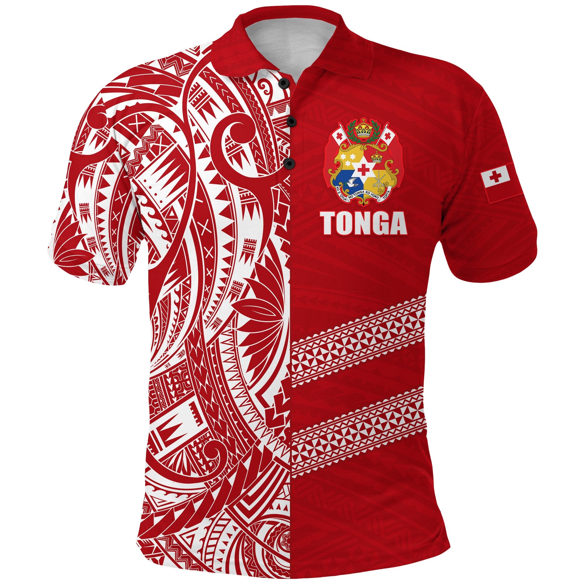Tonga Rugby Polo Shirt Rustic Unisex Red - Polynesian Pride