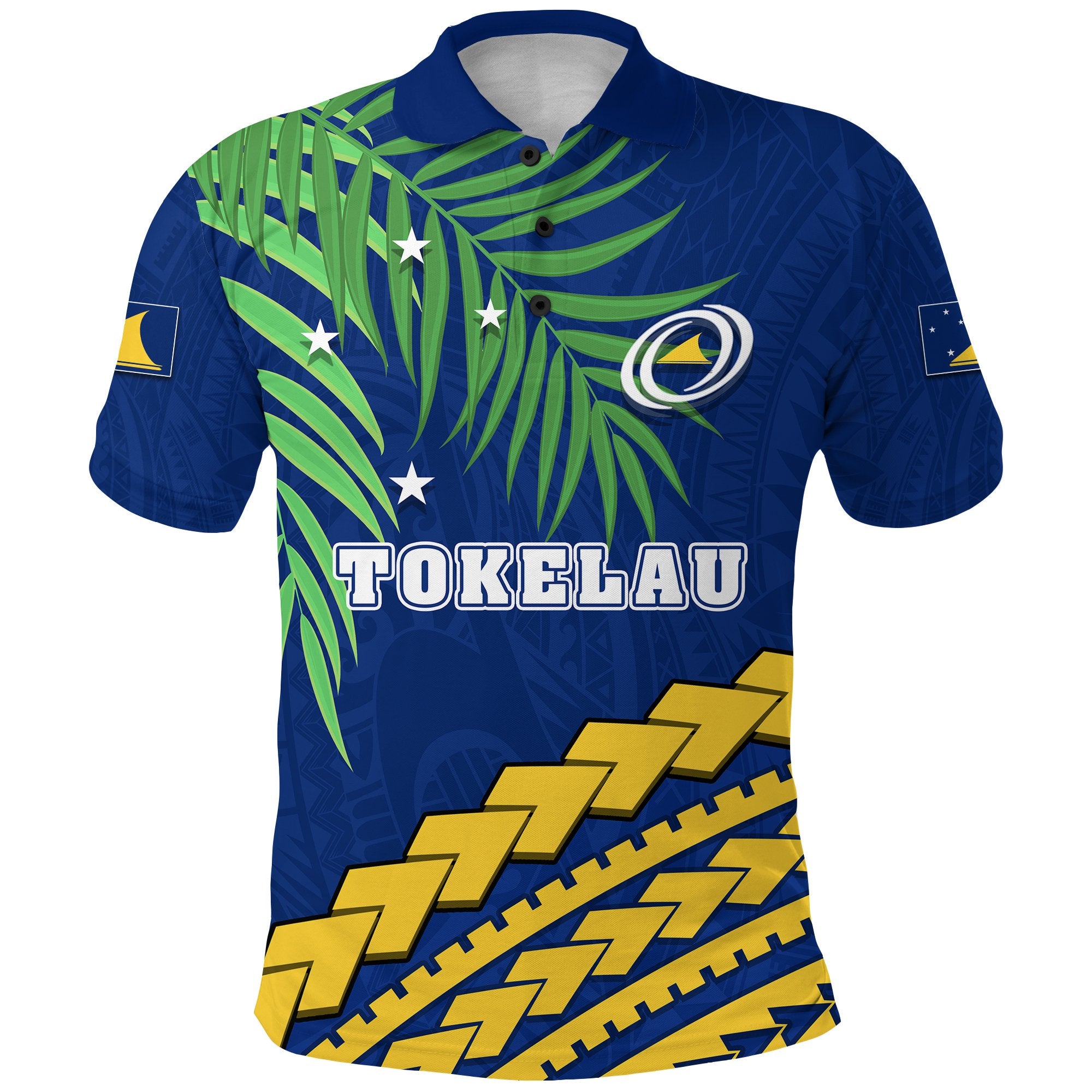 Tokelau Rugby Polo Shirt Coconut Leaves Coconut Unisex Blue - Polynesian Pride