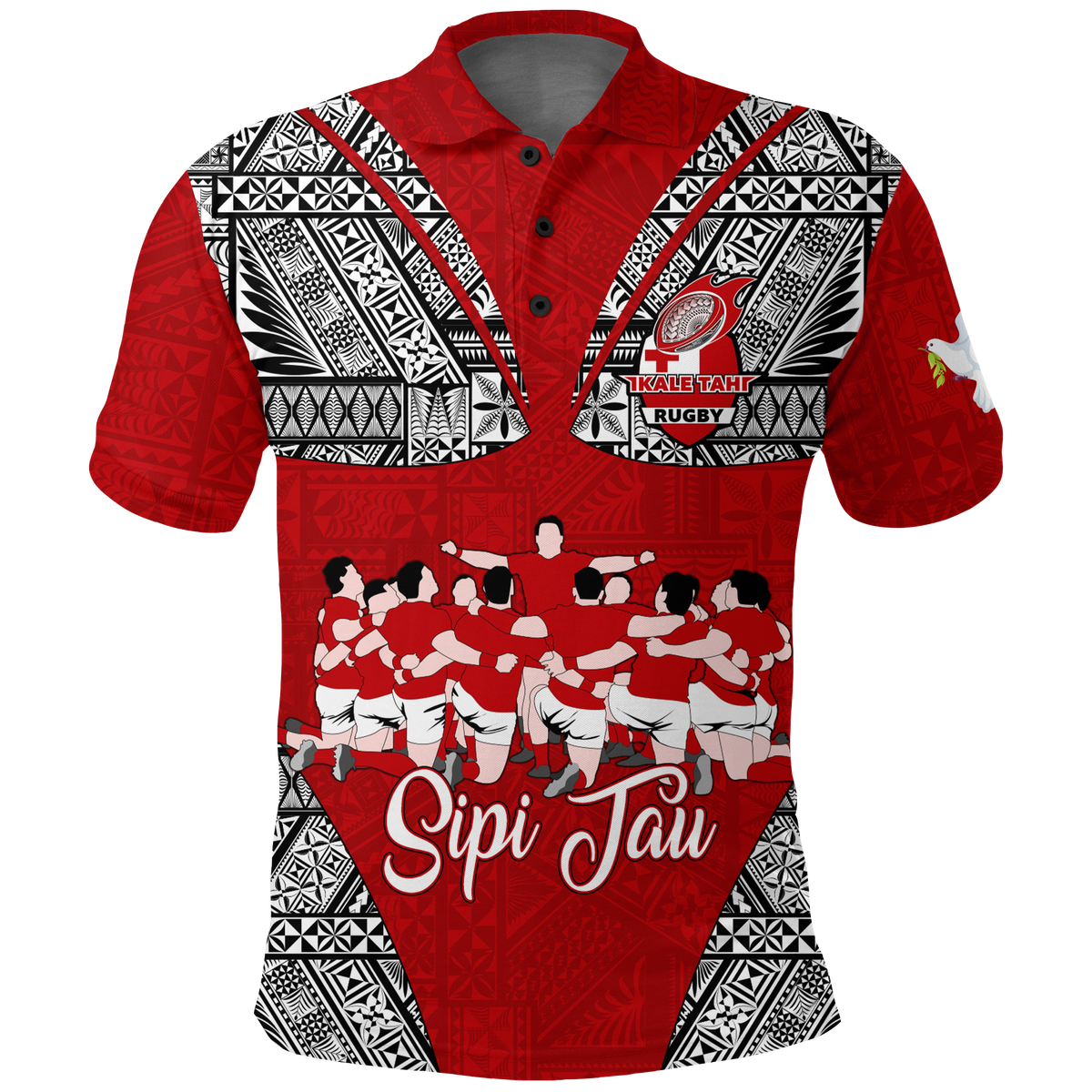 Custom Tonga Rugby Ikale Tahi Sipi Tau Polo Shirt LT2 - Polynesian Pride