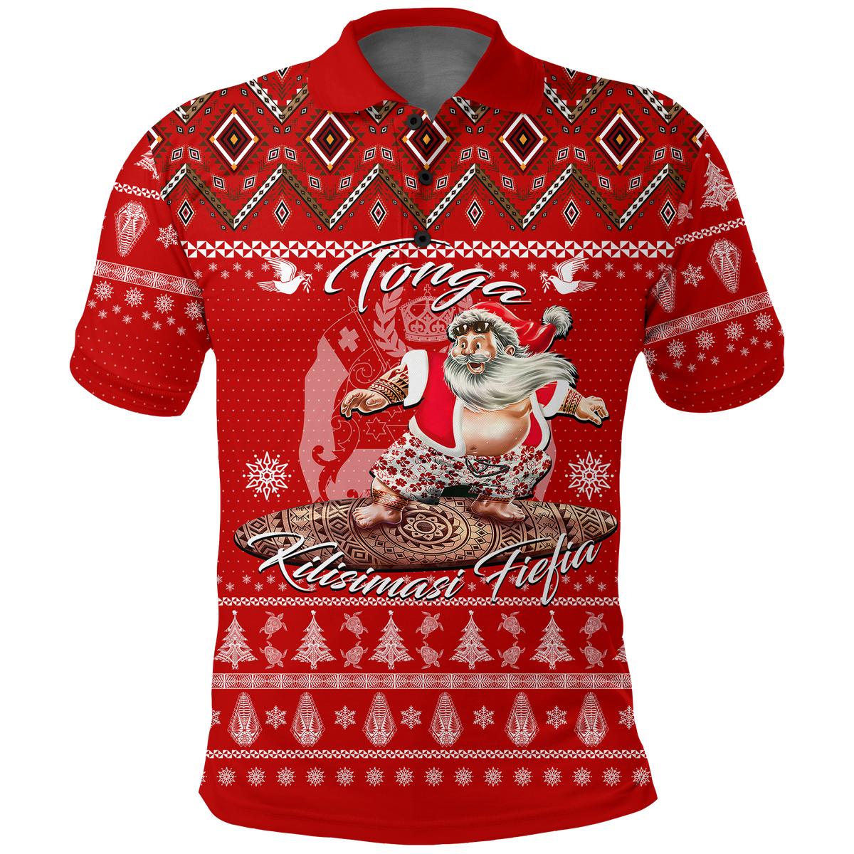 Custom Tonga Christmas Kilisimasi Fiefia Santas Polynesia Polo Shirt LT2 - Polynesian Pride
