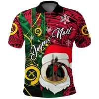 Custom Vanuatu Christmas Joyeux Nol Santas God Yumi Polo Shirt LT2 - Polynesian Pride