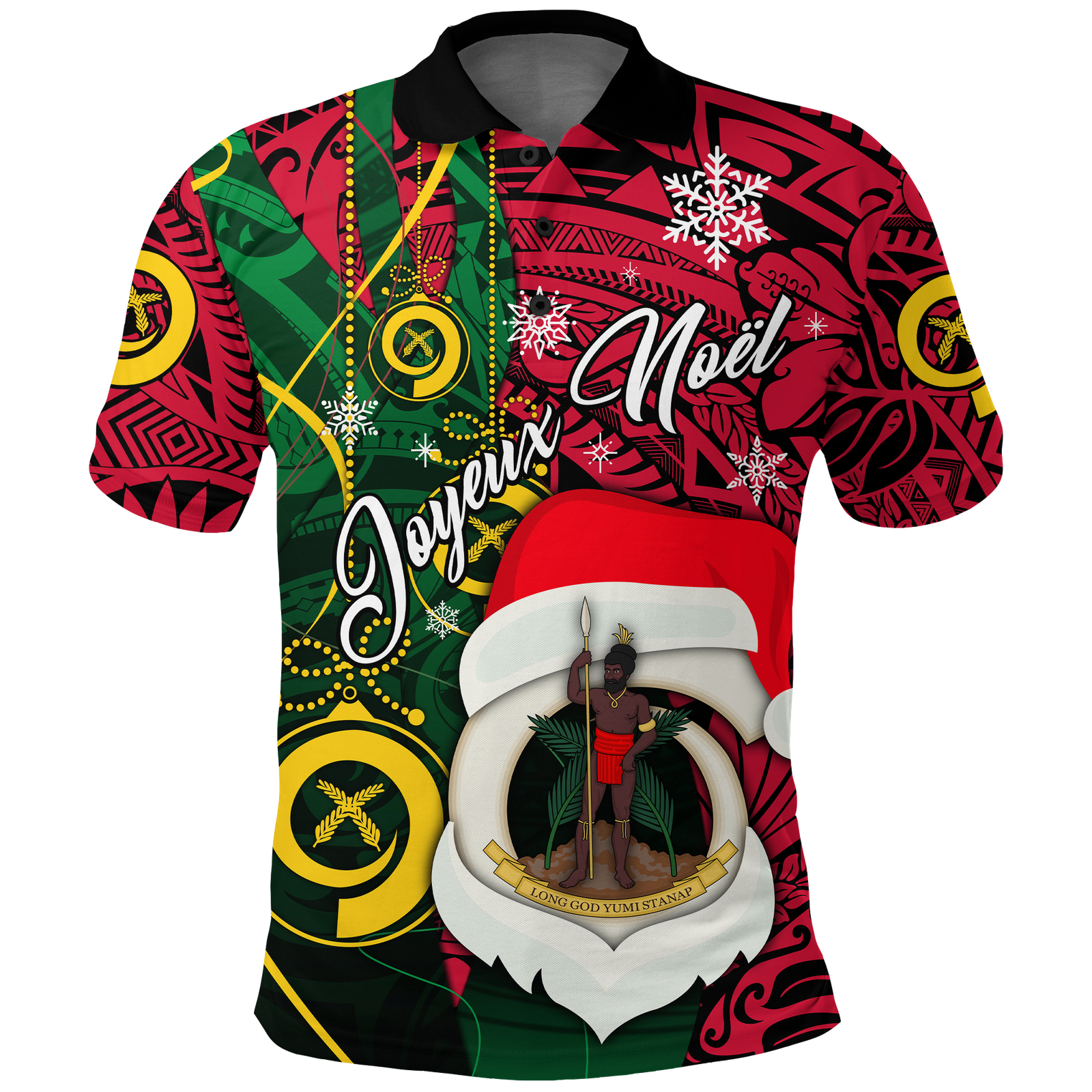 Vanuatu Christmas Joyeux Nol Santas God Yumi Polo Shirt LT2 PURPLE - Polynesian Pride