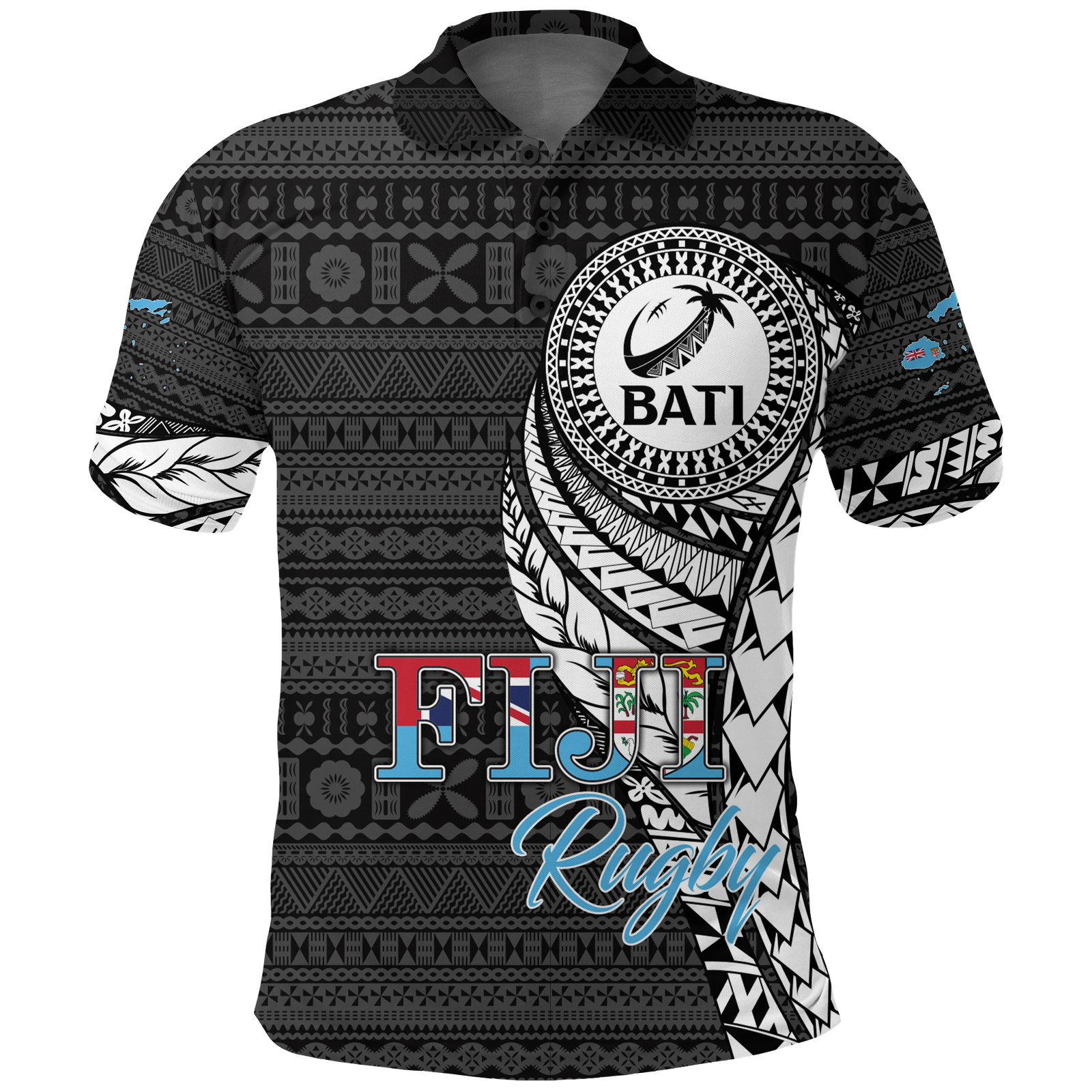Custom Fiji Rugby Bati Tapa Pattern Polo Shirt LT2 - Polynesian Pride