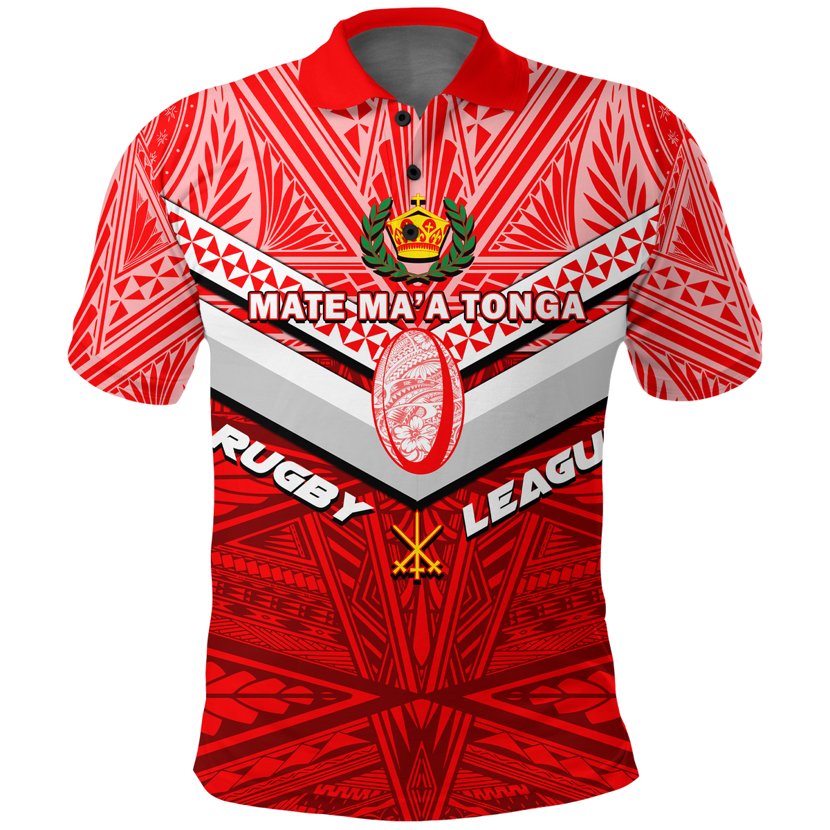 Custom Tonga Rugby Mate Maa Tonga Tapa Pattern Polo Shirt LT2 - Polynesian Pride
