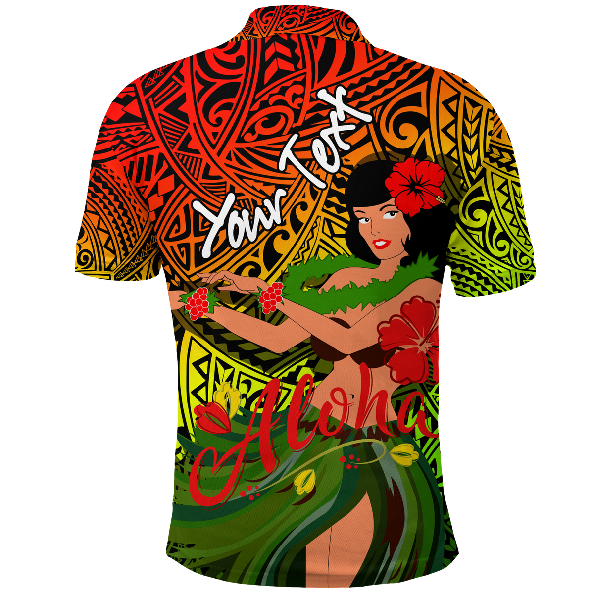 Custom Hawaii Hula Girl Reggae Polo Shirt LT2 REGGAE - Polynesian Pride