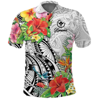 Hawaii Hibiscus Kanaka Polynesia Polo Shirt LT2 WHITE - Polynesian Pride