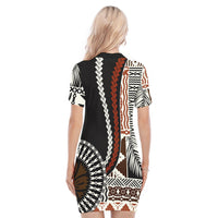Bula Fiji Polo Dress Masi Tapa Patterns Style LT6 - Polynesian Pride