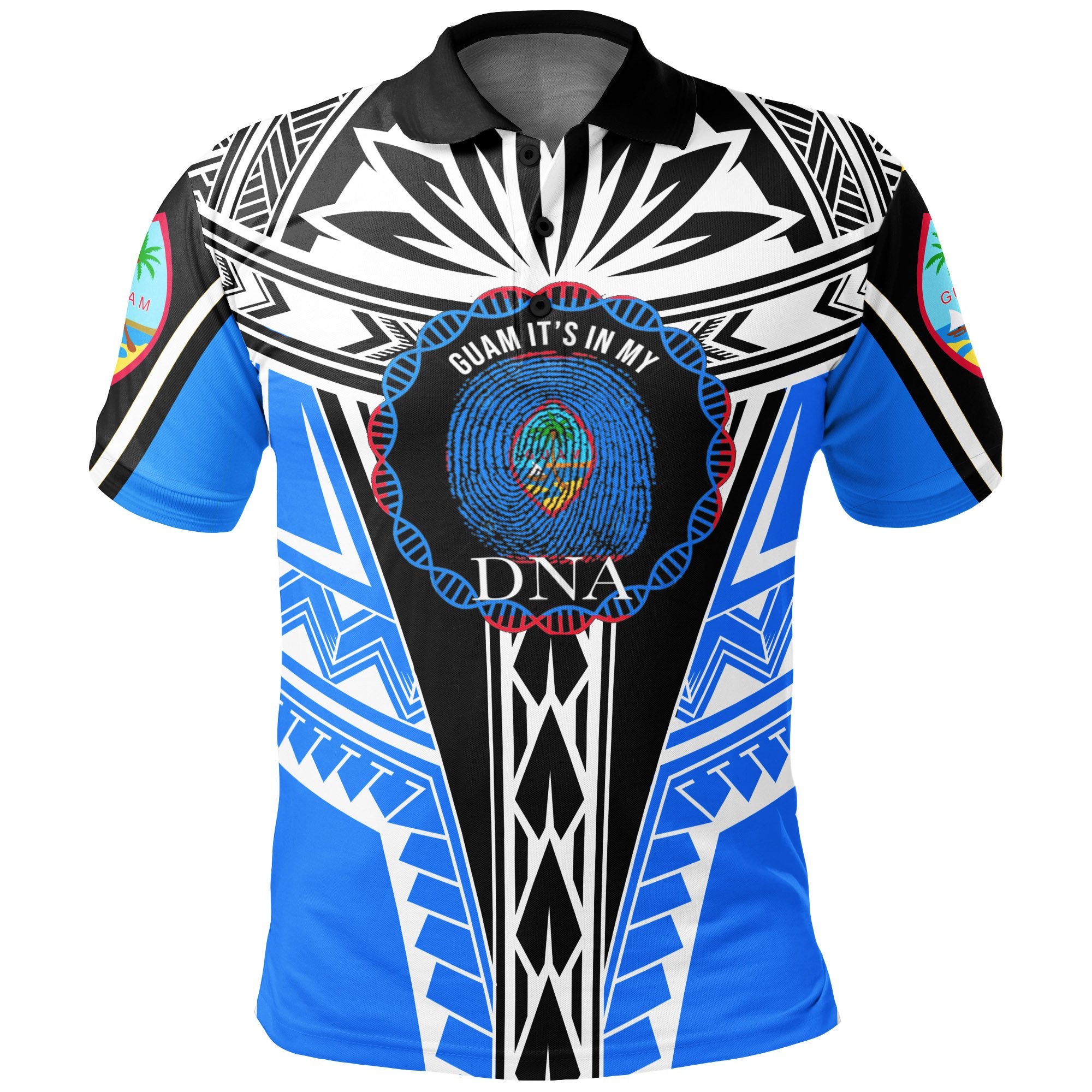 Guam Polo Shirt Its In My DNA White Blue Color Unisex Blue - Polynesian Pride