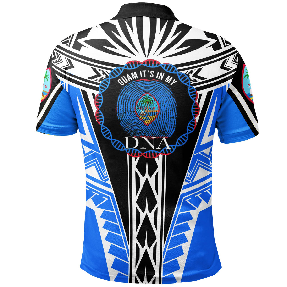 Guam Polo Shirt Its In My DNA White Blue Color - Polynesian Pride
