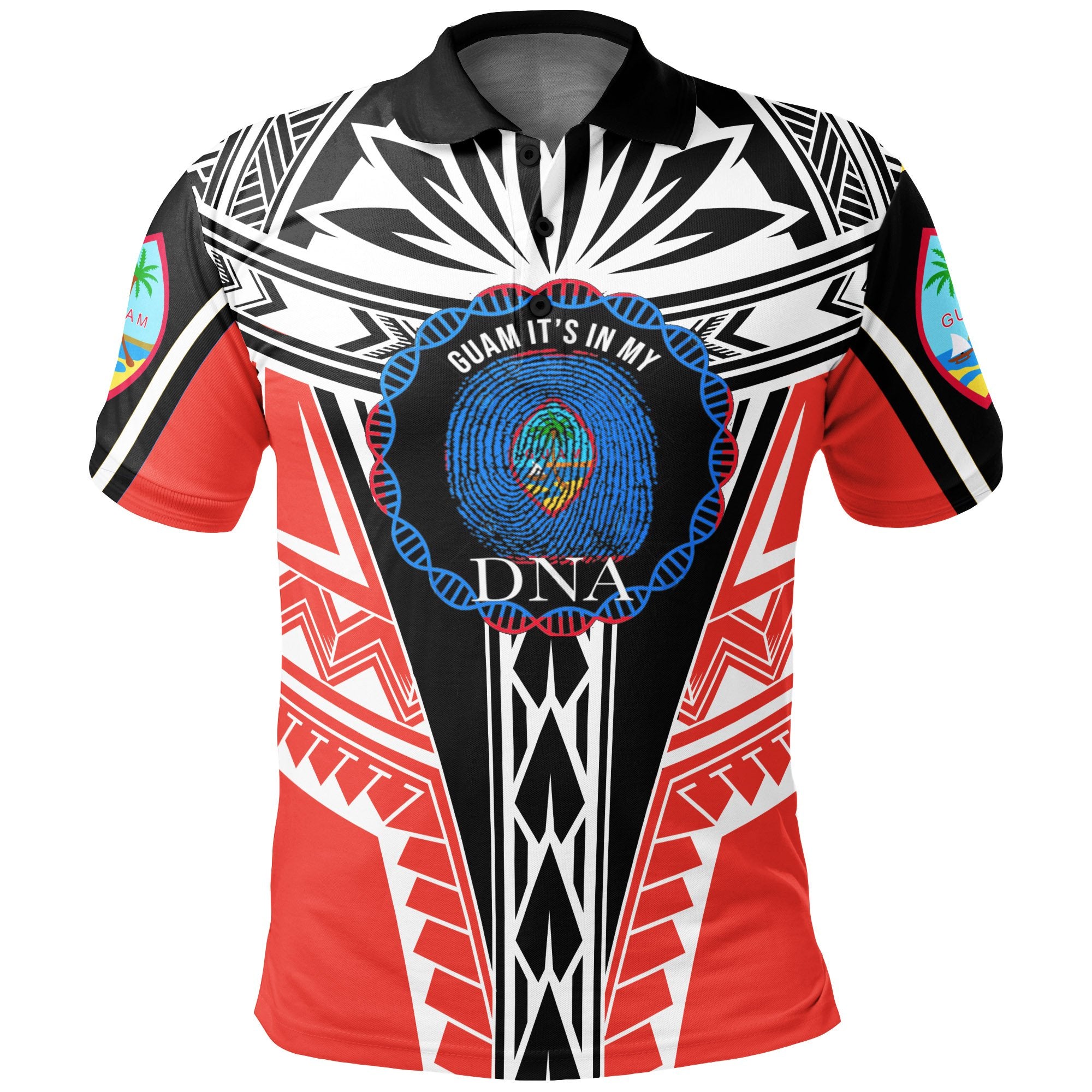 Guam Polo Shirt Its In My DNA White Red Color Unisex Red - Polynesian Pride