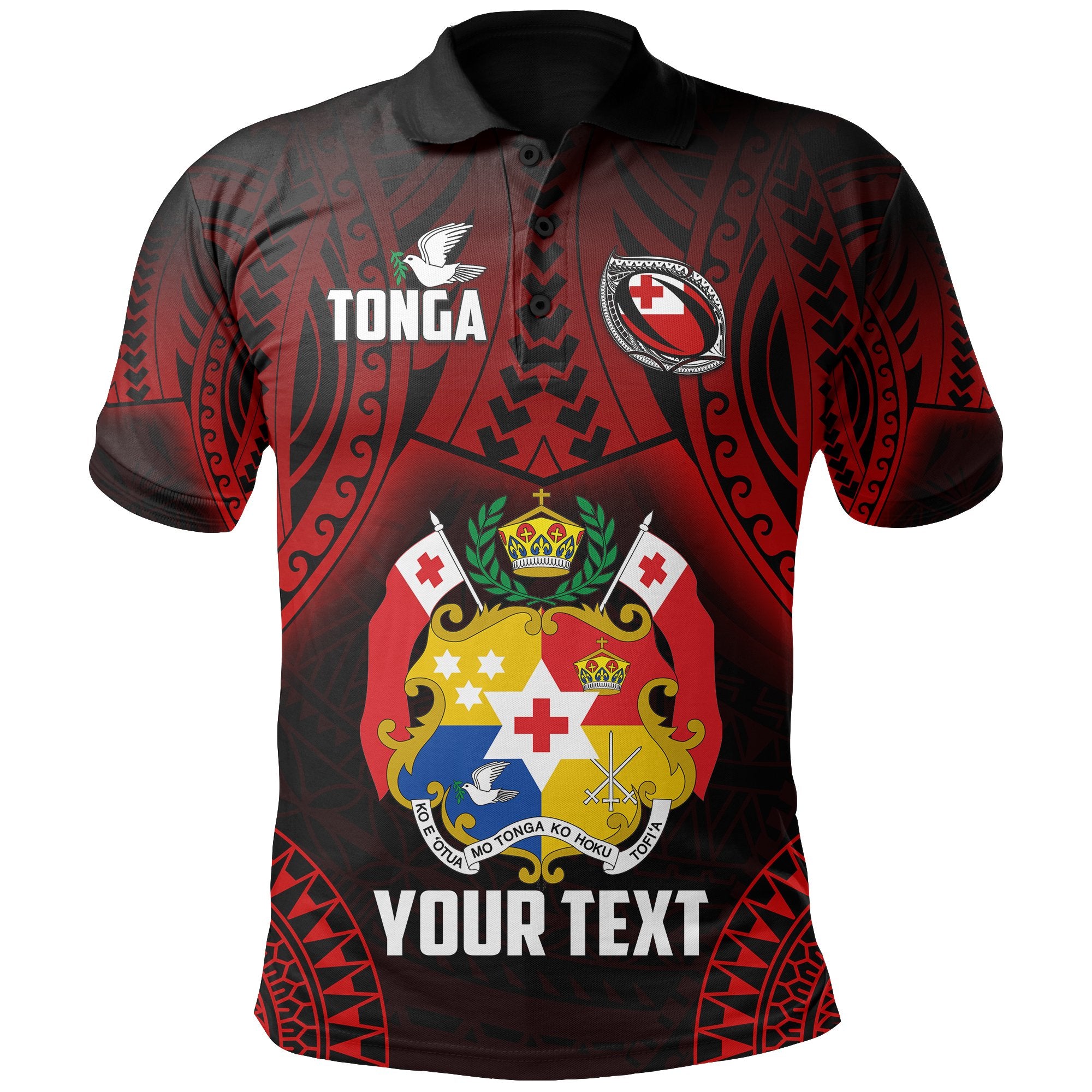 Custom Tonga Rugby Polo Shirt Mate Maa Tonga Tribal Pattern Unisex Red - Polynesian Pride