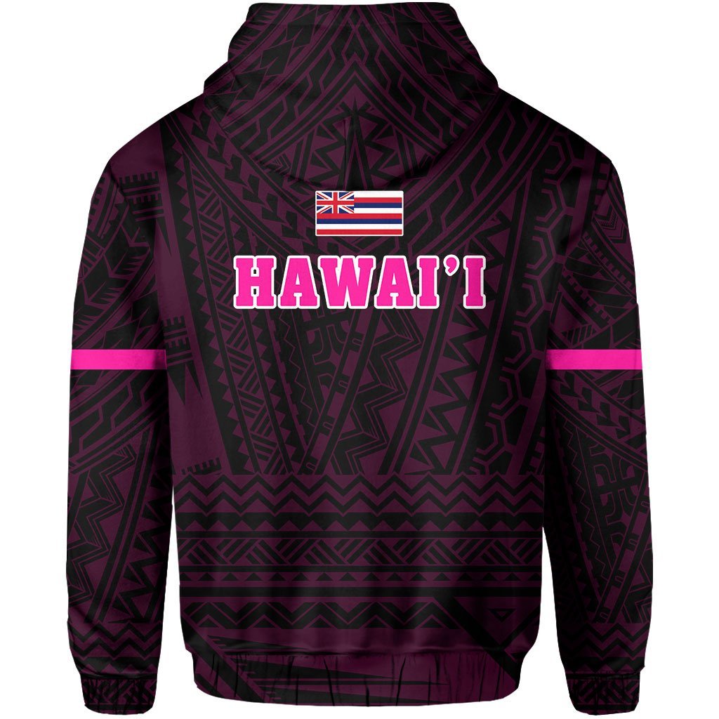 Polynesian Queen Liliuokalani Flag of Hawaii Hoodie Pink - Polynesian Pride