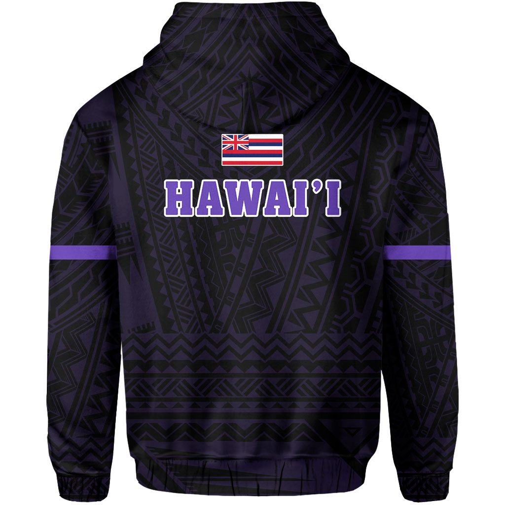 Polynesian Queen Liliuokalani Flag of Hawaii Zip Hoodie Purple - Polynesian Pride