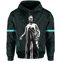 Polynesian Queen Liliuokalani Flag of Hawaii Hoodie Turquoise - Polynesian Pride