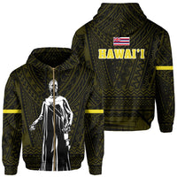 Polynesian Queen Liliuokalani Flag of Hawaii Zip Hoodie Yellow Unisex Yellow - Polynesian Pride
