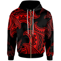 Polynesian Zip up Hoodie Sea Ripples Pattern Red Color Unisex Red - Polynesian Pride
