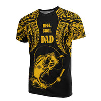 Polynesia T Shirt Reel Cool Dad Fishing Gold Color Unisex Gold - Polynesian Pride