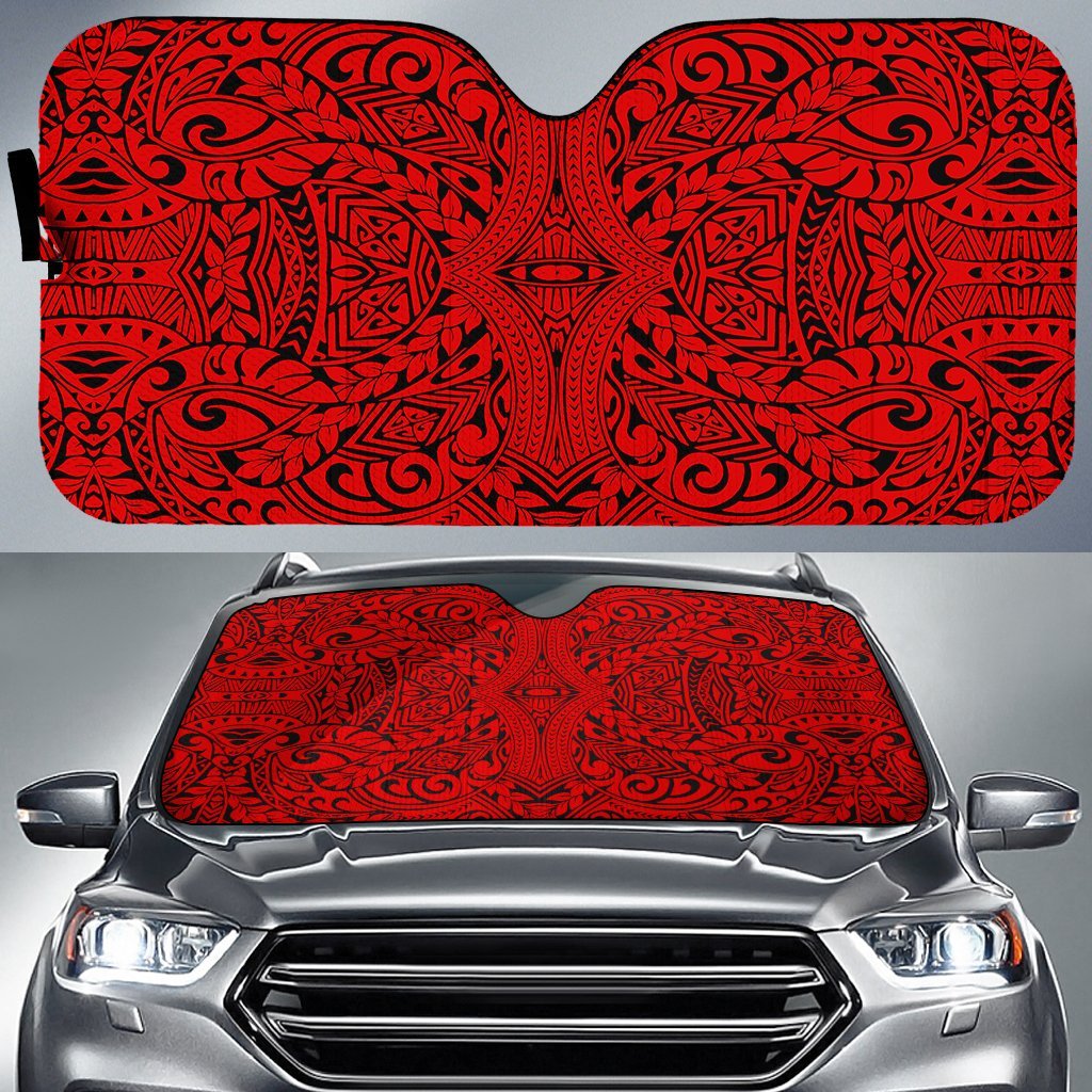 Polynesian Culture Car Sun Shade Auto Sun Shade Universal Fit Red - Polynesian Pride