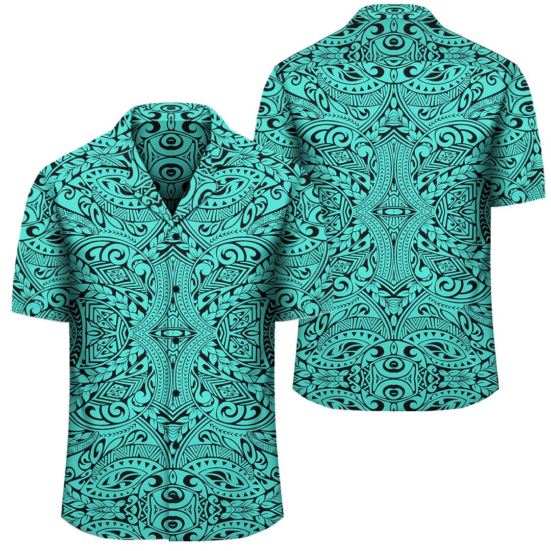 Polynesian Culture Turquoise Hawaiian Shirt Unisex Black - Polynesian Pride