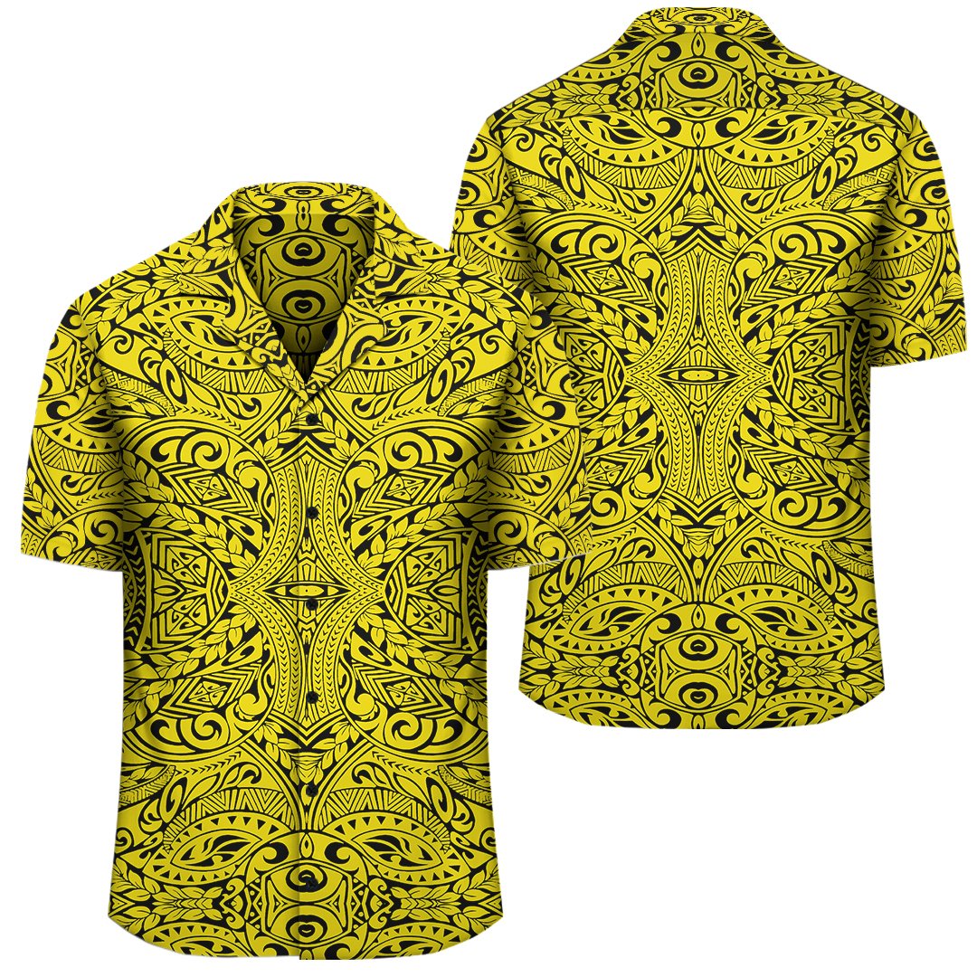Polynesian Culture Yellow Hawaiian Shirt Unisex Black - Polynesian Pride