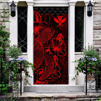 Polynesian Hawaii Door Cover Turtle Hibiscus Red Red - Polynesian Pride