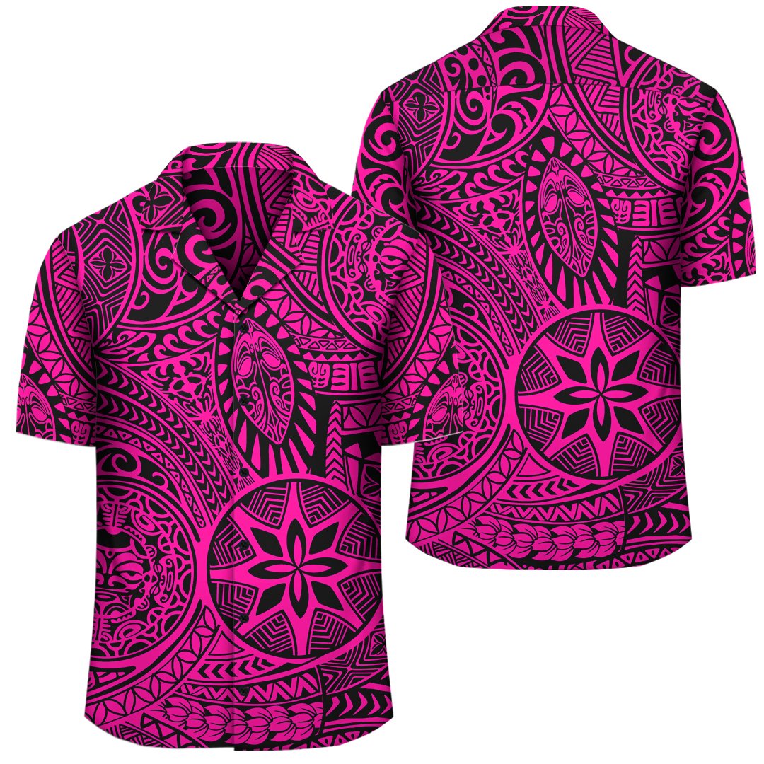 Polynesian Hawaiian Style Tribal Tattoo Pink Hawaiian Shirt Unisex Black - Polynesian Pride
