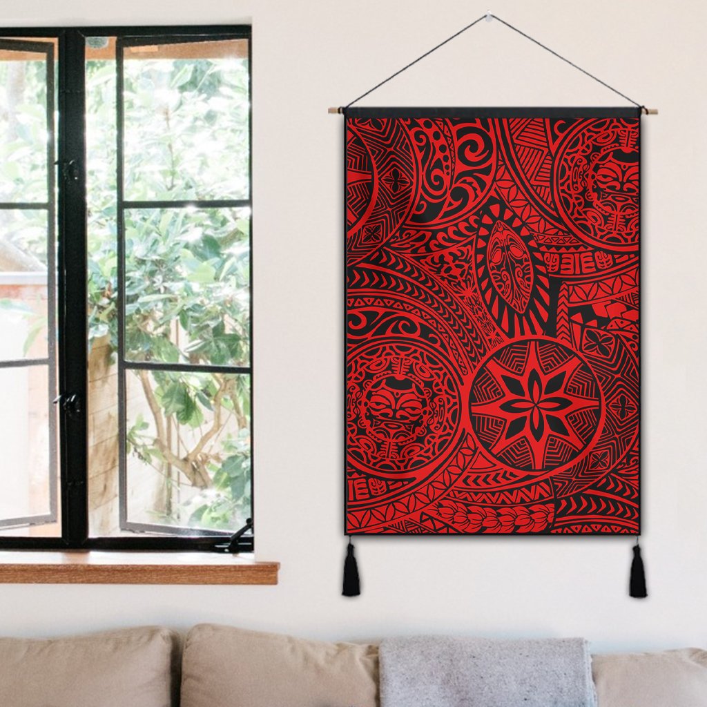 Polynesian Hawaiian Style Tribal Tattoo Red Hanging Poster - AH Hanging Poster 50 x 75 cm Cotton And Linen - Polynesian Pride