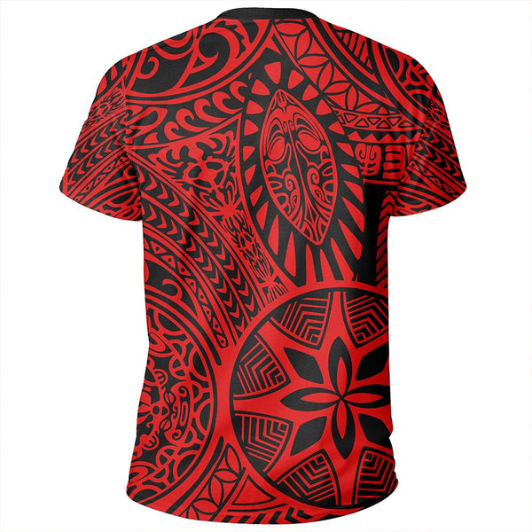 Polynesian Hawaiian Style Tribal Tattoo Red T Shirt